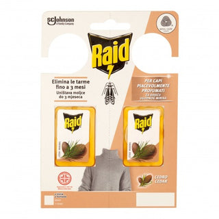 Raid Anti Tarme Gel Vestiti, Per Capi Piacevolmente Profumati, Fragranza Al Cedro, 2 X 3G 6 Gr