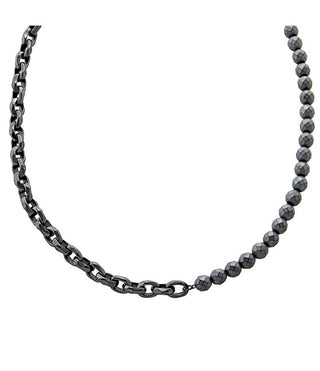 Armani Exchange Trendy Men's Necklace with Hematite Pearls Axg0150060 