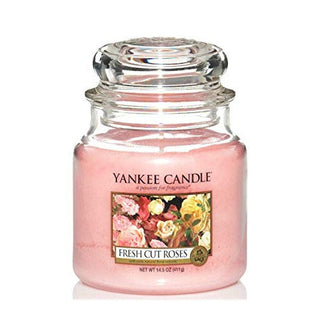 Yankee Candle Vela clássica de fragrância média Fresh Rosas cortadas 411g