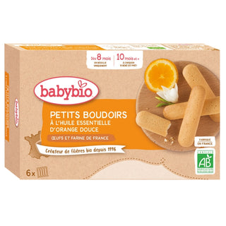 Babybio Biscotti Bio per Bambini 8 Mesi+ con Olio Essenziale di Arancia Dolce 6 Bustine