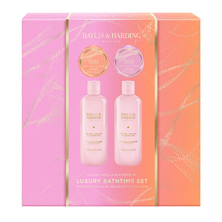 Baylis & Harding Set Da Bagno Con Olio Di Jojoba, Vaniglia E Mandorle, Confezione Regalo Da 4 Pezzi