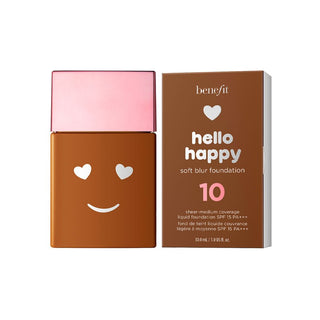 Benefit, Hello Happy Soft Blur, матовый финиш, жидкая тональная основа, 10, глубокий теплый оттенок, SPF 15, 30 мл