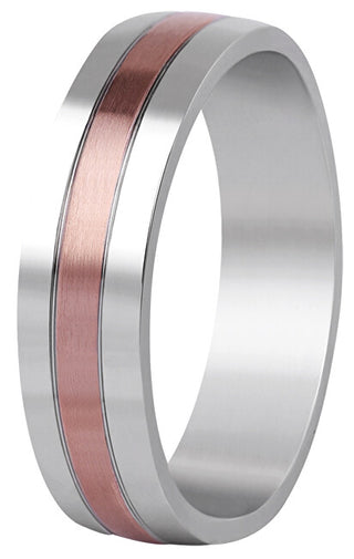 Beneto exclusive SPP10 Dvoubarevný ocelový snubní prsten - Šířka: 56 mm
