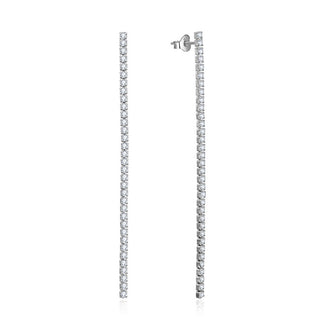 Beneto Lange zilveren oorbellen met zirkonia AGUV2672 - Lengte: 6 cm