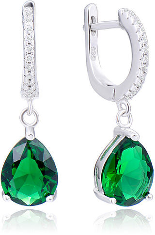 Beneto Elegant Silver Earrings With Green Zircons Aguc2249 