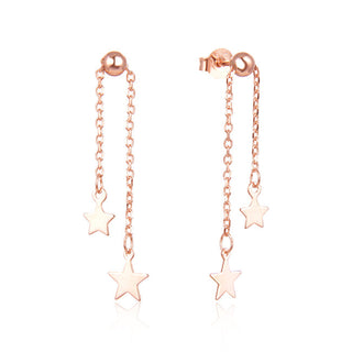 Beneto Speelse bronzen oorbellen sterren AGUP2678-ROSE