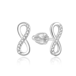 Beneto Изящные серебряные серьги с цирконами Infinity AGUP2062S