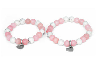 Agato MINK05/SET צמידי חרוזים Jadeite & Howlite לאם ובת