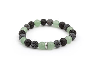 Beneto MINK99 Armband met lavastenen en aventurijnkralen - Lengte: 17 cm