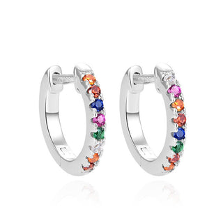 Beneto Pendientes redondos de plata con circonitas de colores AGUC2578D
