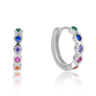 Beneto Pendientes redondos de plata con circonitas de colores AGUC2696