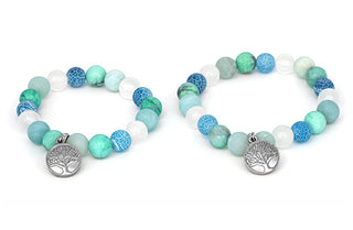 Agato צמיד מינרלי לאם ולבת MINK46/SET (ג'יידייט, Howlite, Agate, Amazonite)