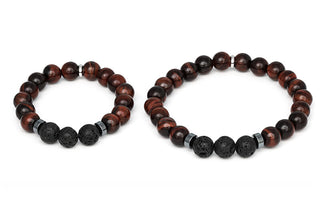 Agato Mineral bracelet for father and son MINK144/SET (onyx, apatite, hematite)