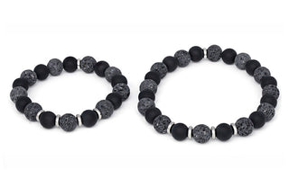 Agato Mineral bracelet for father and son MINK58/SET (onyx, lava stone)