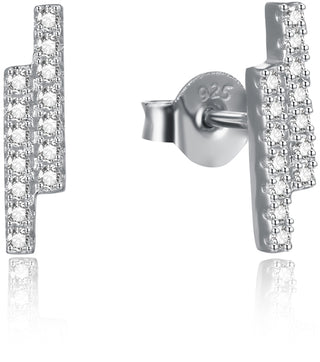 Beneto Mini Evil Zilveren Oorbellen met Heldere Zirkonia AGUP2269