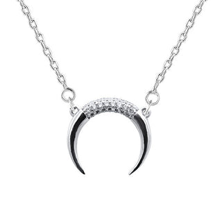 Beneto Minimalistische zilveren halvemaanvormige ketting AGS650/47