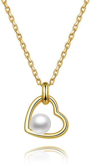 Beneto Vergulde zilveren ketting met rivierparel AGS1230/47P-goud
