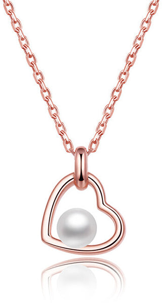 Beneto Vergulde zilveren ketting met rivierparel AGS1230/47P-ROSE