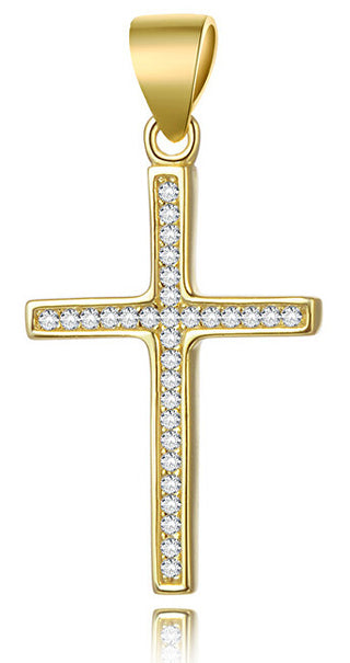Beneto Ciondolo In Argento Placcato Oro Croce Agh592-Gold
