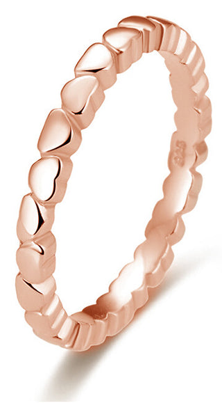Beneto טבעת כסף מצופה זהב עם לבבות AGG344-ROSE - מעגל: 56 מ"מ