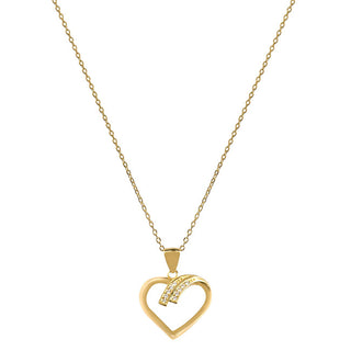 Beneto Collana In Argento Placcato Oro Con Cuore Ags1138 / 47-Gold