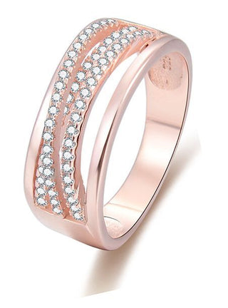 Beneto Roségoud vergulde zilveren ring met zirkonia AGG340 - Schakeling: 60 mm