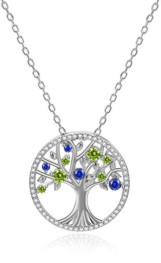 Beneto Zilveren ketting met sprankelende zirkonia en levensboom AGS1232/47