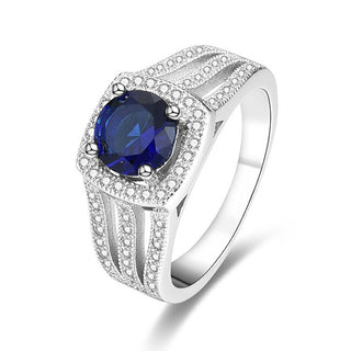 Beneto Silverring med blå kristall AGG326 - Krets: 52 mm