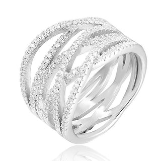 Beneto Zilveren ring met zirkonia AGG341 - Schakeling: 50 mm