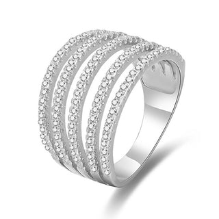 Beneto Zilveren ring met zirkonia AGG346 - Schakeling: 58 mm