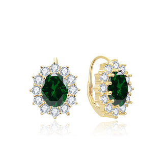 Beneto Pendientes Grandes Con Circonitas Verdes Aguc3295Gr-Gold 