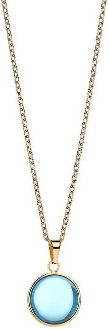 Bering Decent Artic Symphony Gold Plated Blue Glass Necklace 430-28-450