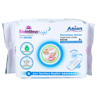 Biointimo Anion night sanitary pads con wings 8 pezzi