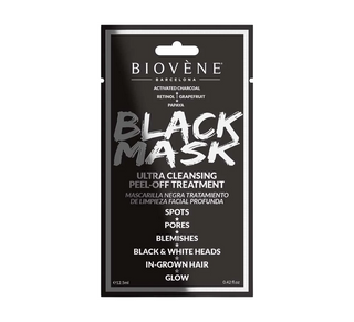 Biovene Maschera Nera, Maschera Detergente, Peel-Off, Per il Viso, 12,5 ml