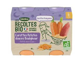 Blédina Raccolta Biologica 8+ Mesi Piccoli Vasi Sera Carote Patate Dolci Boulghour 2x200g