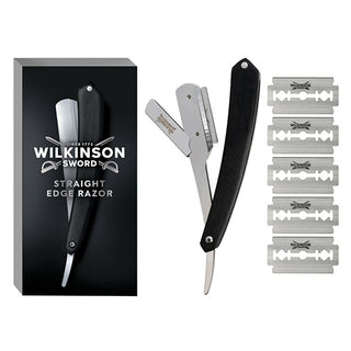 Wilkinson Sword Rasoio Cut Throat + Rasoi Di Ricambio A Doppia Lama Con 5 Pezzi