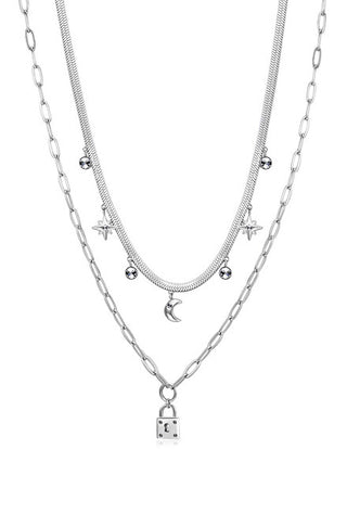 Brosway Collar doble de acero con colgantes de canto BAH47