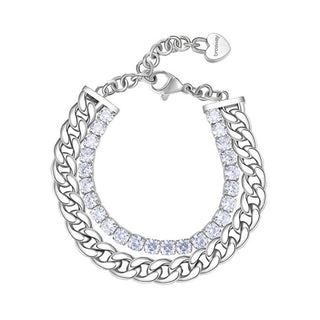 Brosway Bracelet double en acier avec zircons Desideri BEI071