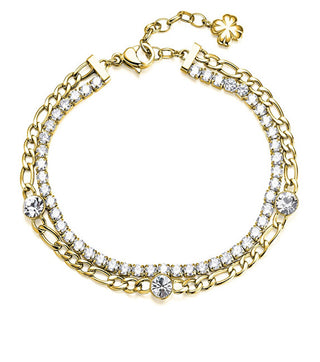 Brosway Pulsera Doble Dorada de la Fortuna con Circonitas Deseos BEI048