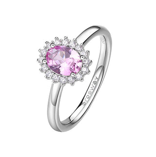 Brosway Eleganter, ausgefallener, leuchtend rosa Silberring FVP73 – Umfang: 52 mm