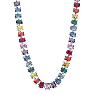Brosway Collar de lujo con circonitas de colores del arcoíris, elegante y alegre, FJR01