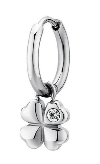 Brosway Boucle d'oreille unique en acier Trèfle à quatre feuilles 2 en 1 chakra BHKE133