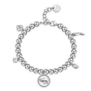 Brosway Pulsera de esfera de acero con amuletos de la suerte para los chakras BHKB158
