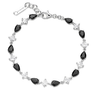 Brosway Pulsera deslumbrante de plata de ley con circonitas negras misteriosas FMB116