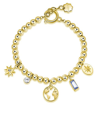 Brosway Goldperlenarmband mit Chakra-Anhängern BHKB119