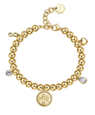 Brosway Pulsera esférica bañada en oro con dije de chakra BHKB160