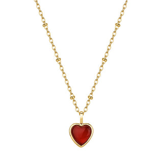 Brosway Romantic gold-plated Collana with agate Heart Essential BNL130