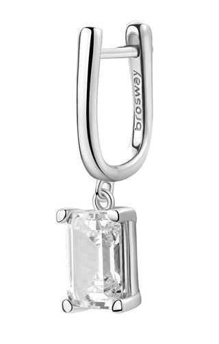 Brosway Pendiente individual de plata blanca de lujo infinito FIW12