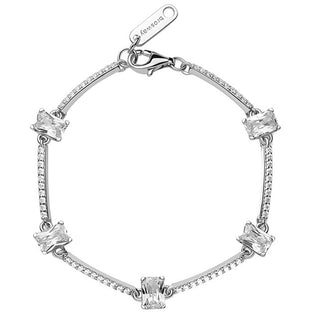 Brosway Pulsera de plata con circonitas cúbicas blancas infinitas y elegantes FIW06