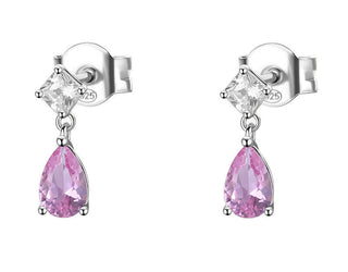 Brosway FVP115 Vibrerande rosa Cubic Zirconia Silver Drop örhängen